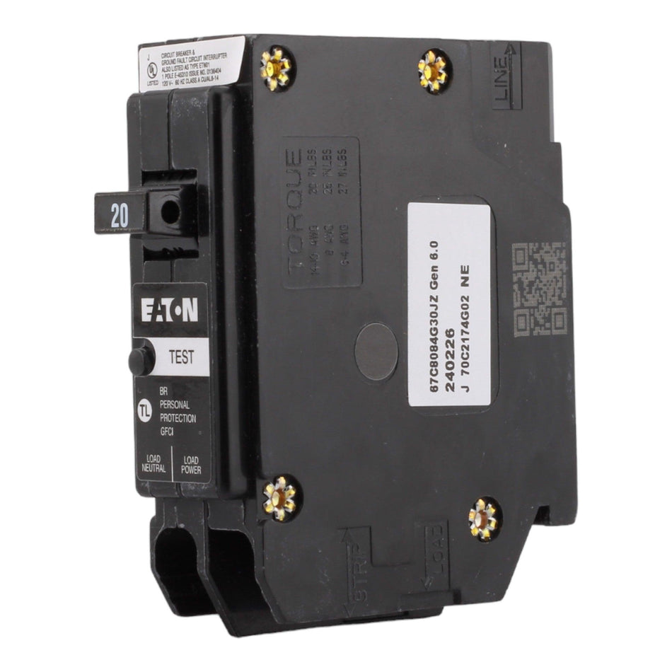 Eaton BR BRP120GF 20A 1P 120/240V GFCI Plug-On Neutral Circuit Breaker - Image 2