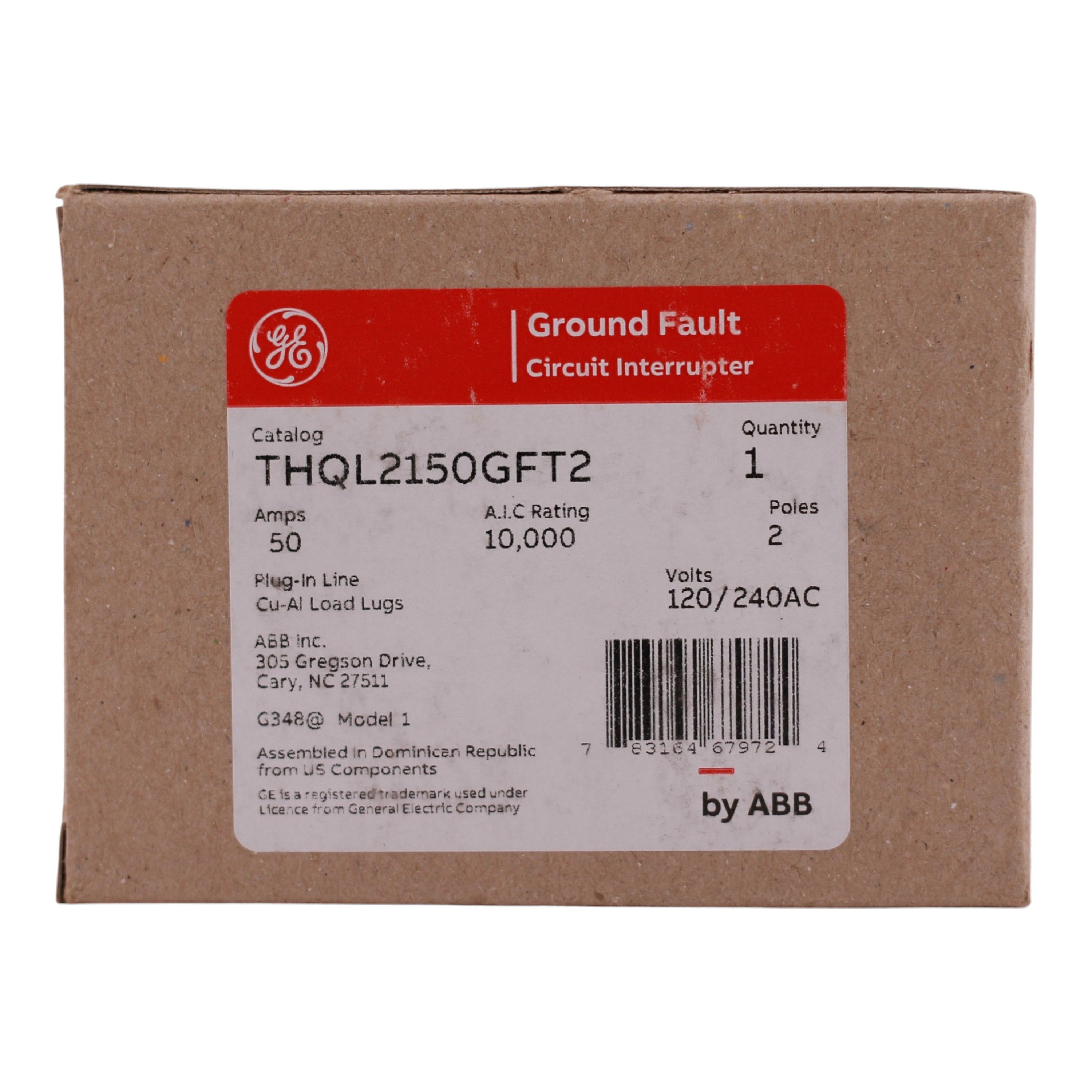 GE Q-Line, THQL2150GFT2, 50A, 2P, 120/240V, GFCI, Pigtail Neutral, Circuit Breaker - Image 3