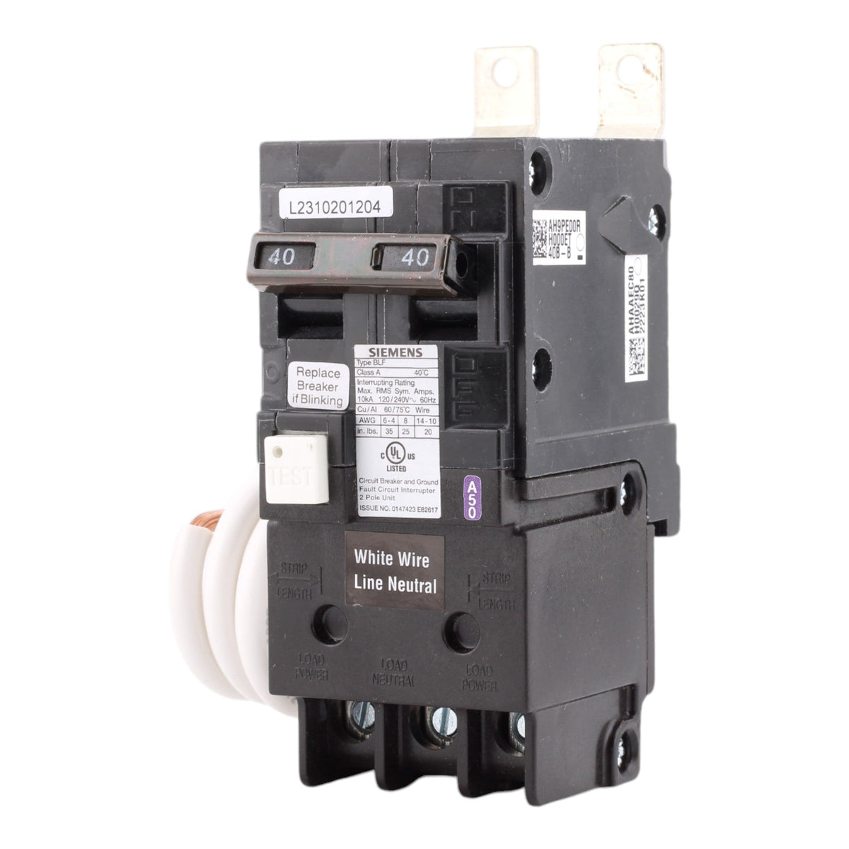Siemens BF240A 40 Amp Double Pole 240V Bolt-On GFCI Ground Fault Circuit Breaker UL - Image 3