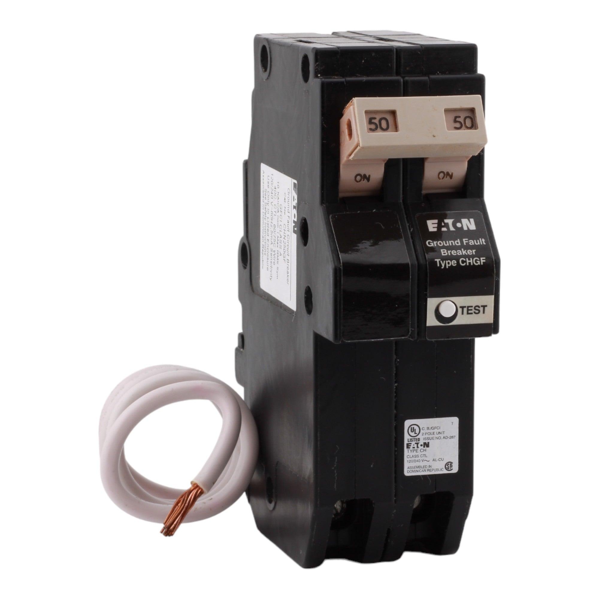 Eaton CH CHN250GF 50A 2P 120/240V GFCI Pigtail Neutral Circuit Breaker - Image 3