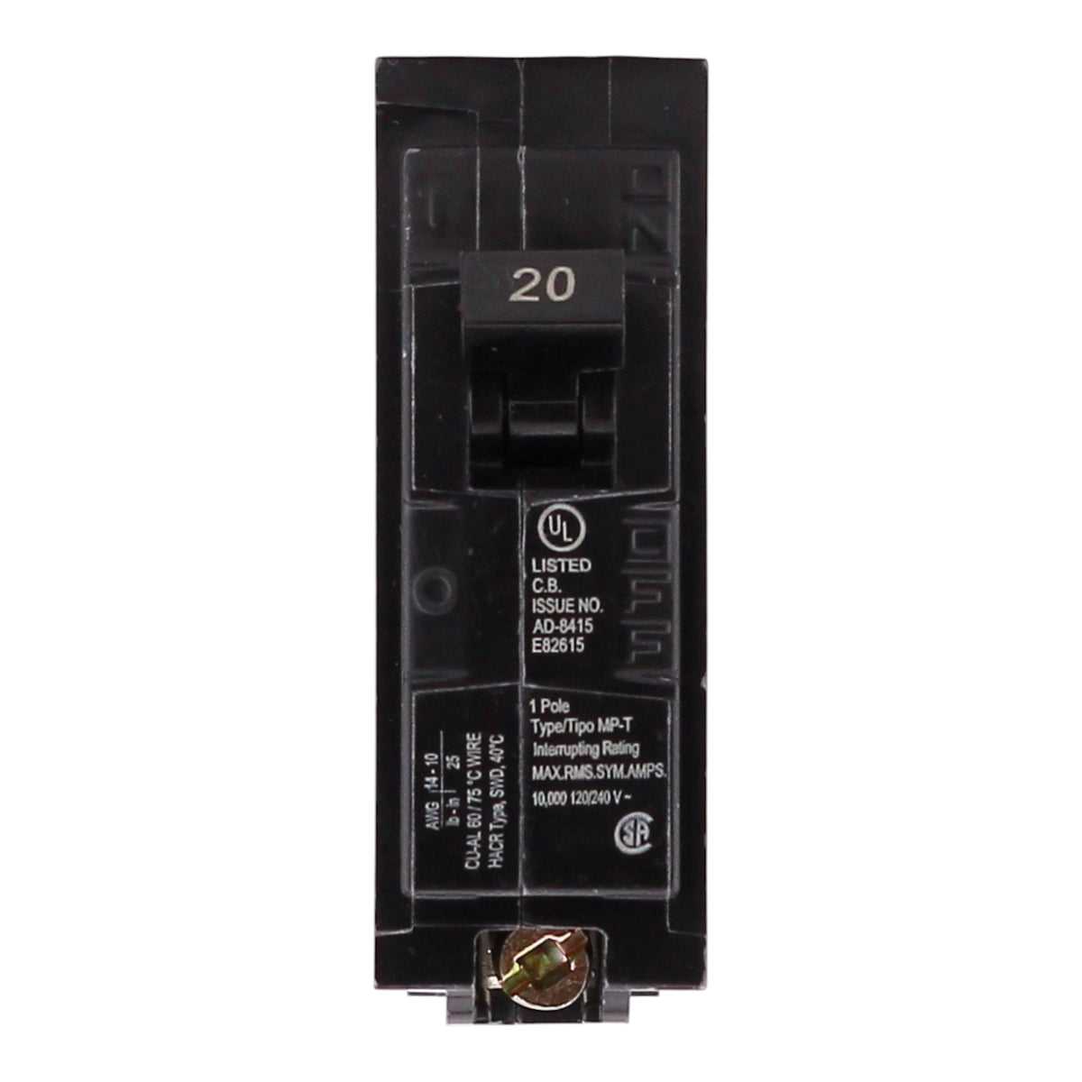 Murray MP120 20A 120V 1-Pole Miniature Thermal Magnetic Circuit Breaker, Compatible with Murray and Siemens Load Centers - Image 3