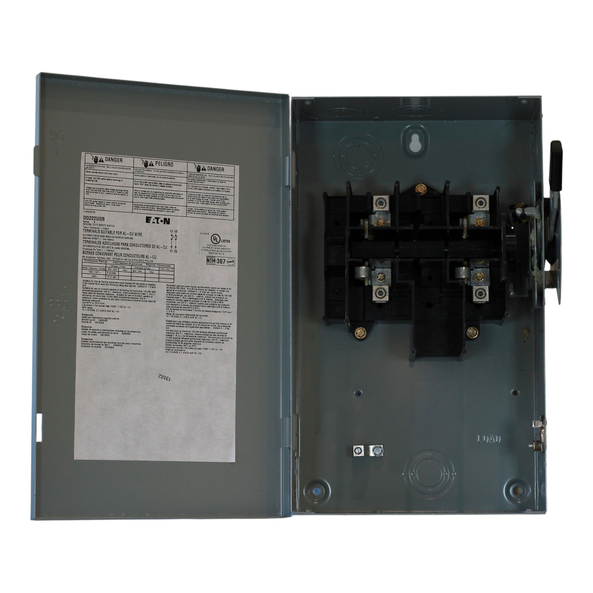 Eaton General Duty DG222UGB 60A 2P 240V Non-Fusible NEMA 1 Safety Switch - Image 6