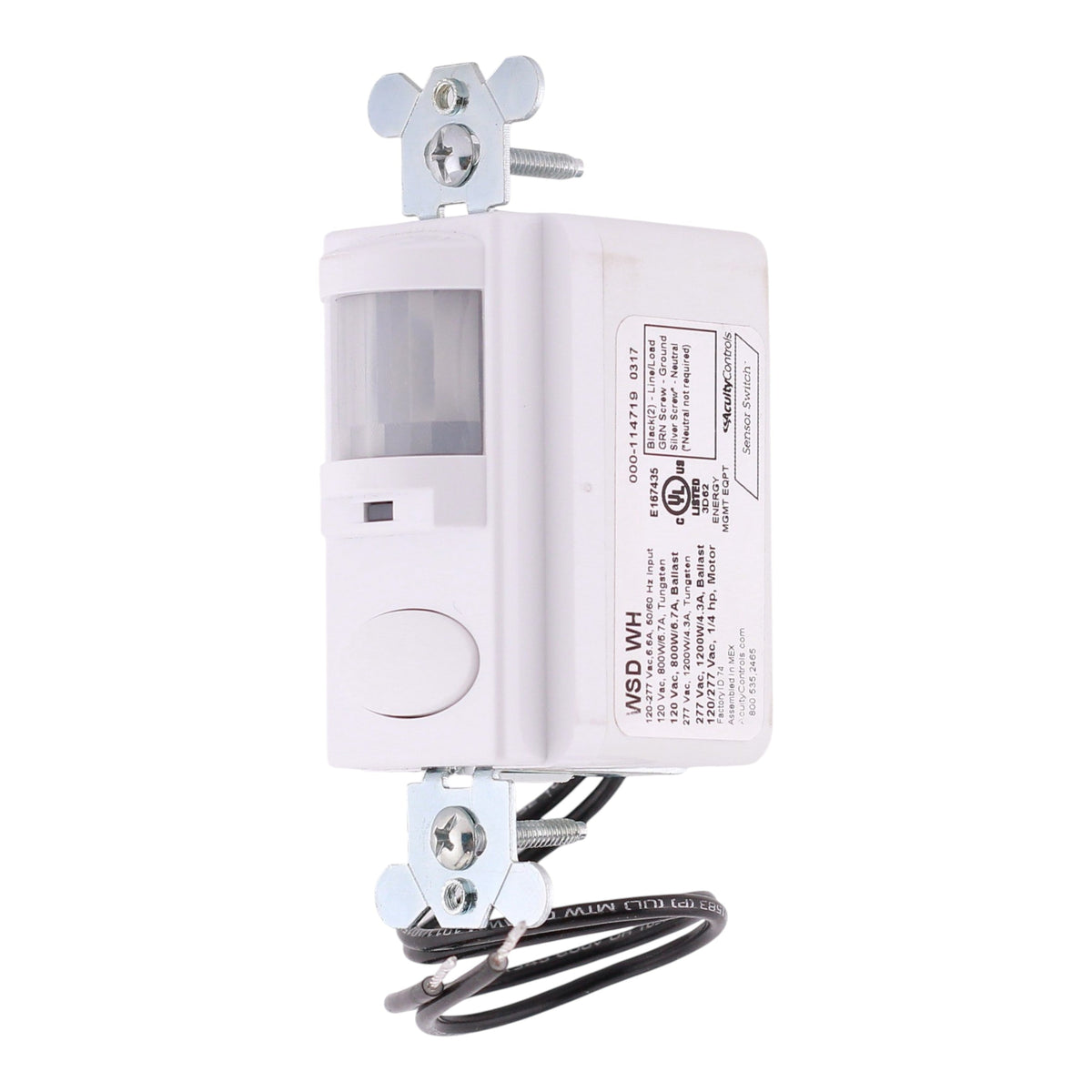 Sensor Switch, WSDWH, 120/277V, PIR Wall Switch Sensor, White - Image 2