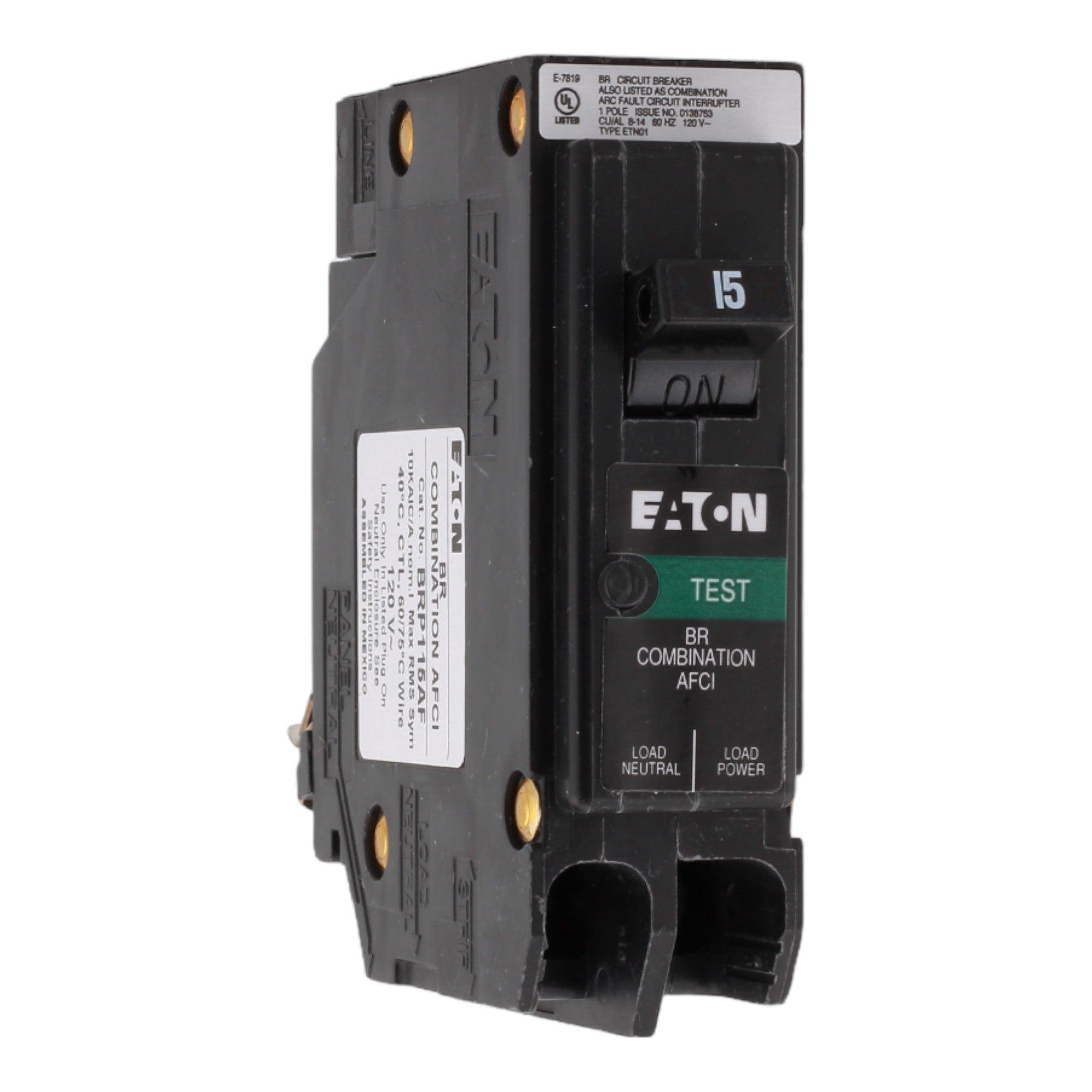 Eaton BR BRP115AF 15A 1P 120V AFCI Plug on Neutral Circuit Breaker
