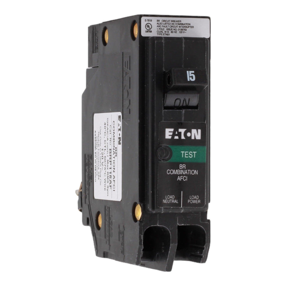 Eaton BR BRP115AF 15A 1P 120V AFCI Plug on Neutral Circuit Breaker