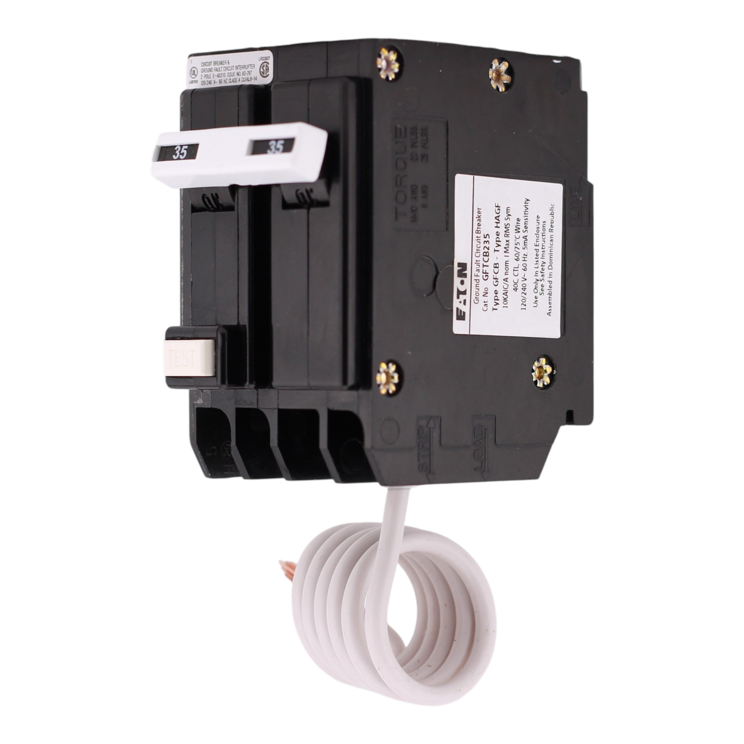 Eaton BR, GFTCB235, 35A, 2P, 120/240V, GFCI, Pigtail Neutral, Circuit Breaker - Image 2