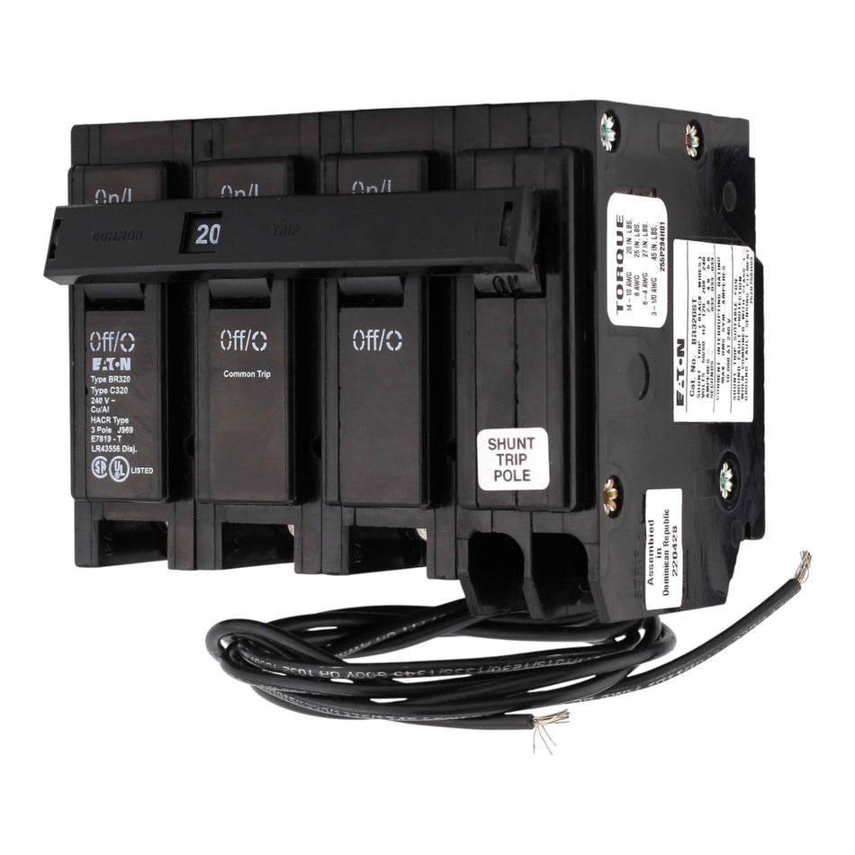 Eaton BR BR320ST 20A 3P 240V Shunt Trip Plug-On Circuit Breaker - Image 2