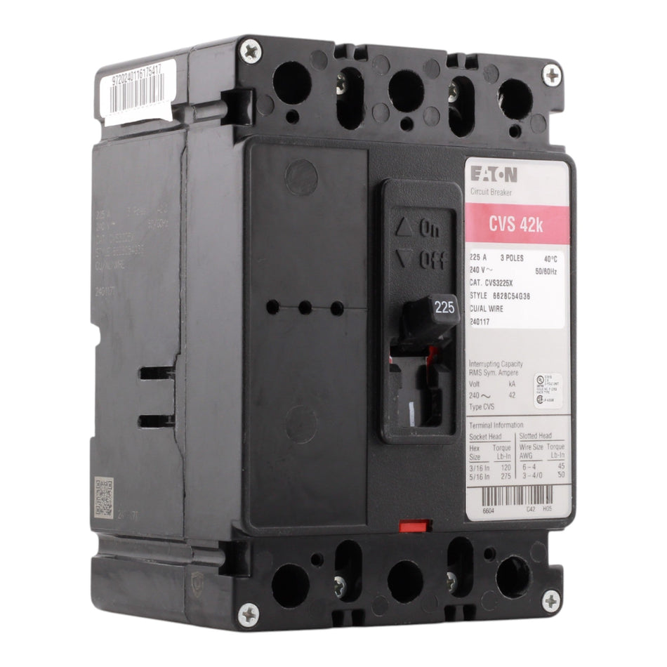 Eaton Type CV CVS3225X 225A 3P 240V Molded Case Circuit Breaker