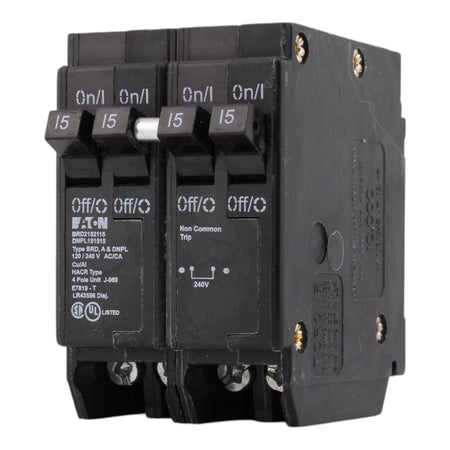 Eaton BRD2152115, 15A, 120/240V, Quad Circuit Breaker, 2 1-Pole, 1 2-Pole, Plug-In, for Eaton, Bryant, Westinghouse Panels - Image 3