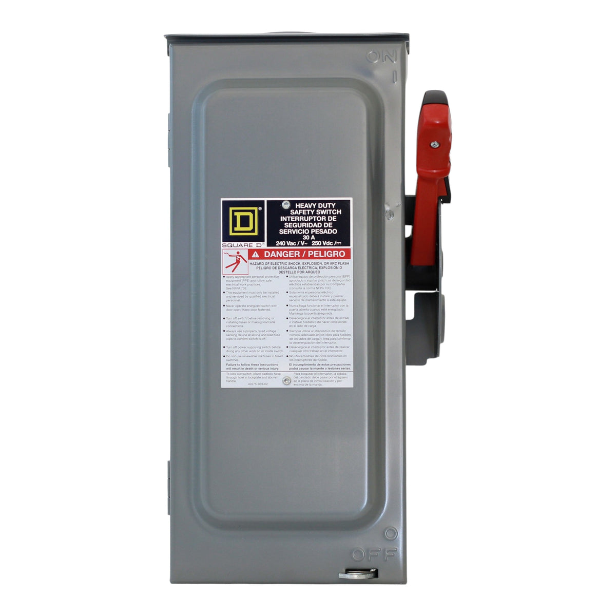 Square D, H221NRB, 30A, 2-Pole, 240VAC/250VDC, NEMA 3R, Heavy Duty Fusible Safety Switch - Image 5