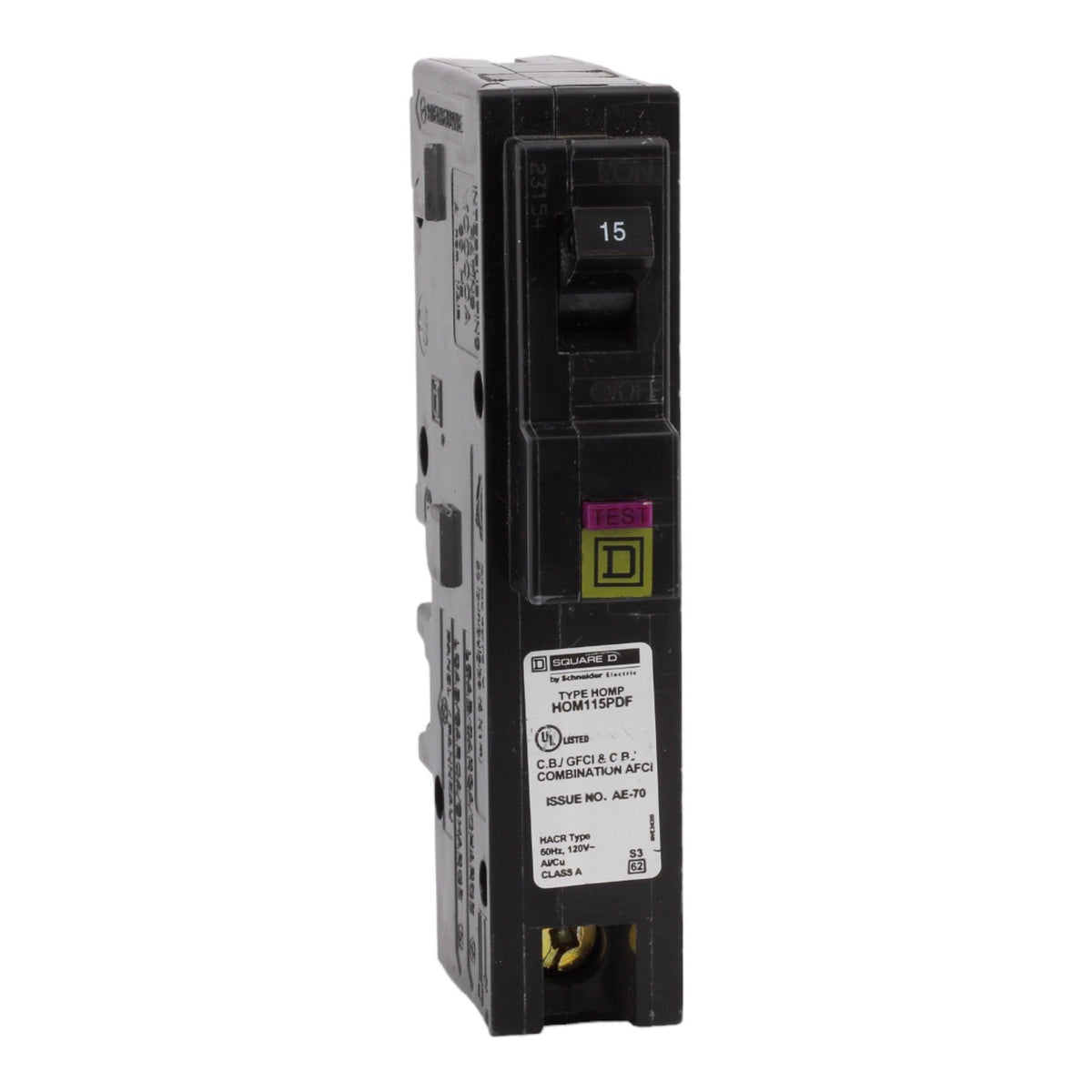 Square D Homeline HOM115PDF 15A 1P 120V AFCI/GFCI Plug on Neutral Circuit Breaker - Image 3