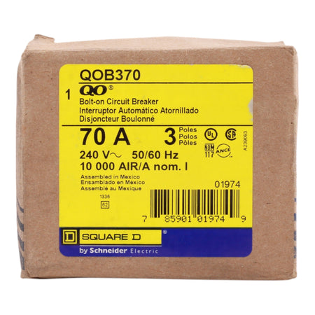 Square D QO QOB370 70A 3P 120/240V Standard Bolt-On Circuit Breaker - Image 3