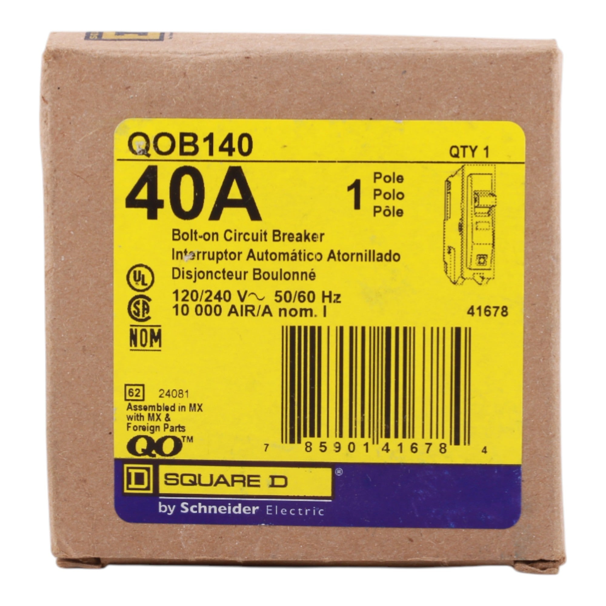 Square D QO QOB140 40A 1P 120/240V Standard Bolt-On Circuit Breaker - Image 2