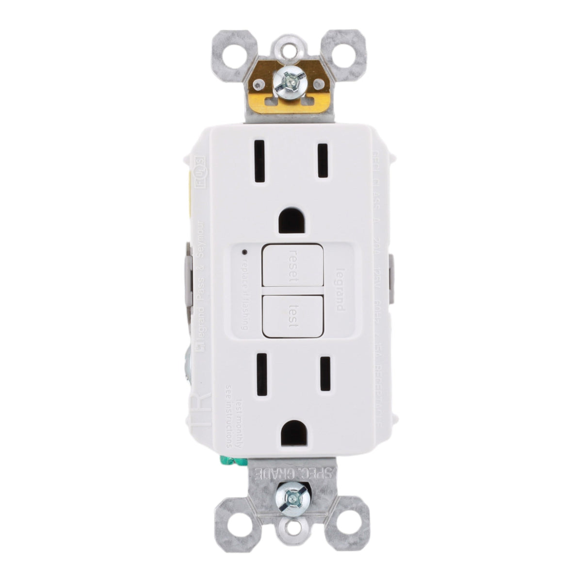 Legrand 1597TRW 15A 125V Tamper-Resistant Duplex GFCI Receptacle White - Image 2