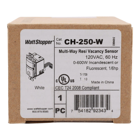 Wattstopper CH-250-W 600W PIR Vacancy Sensor White - Image 2