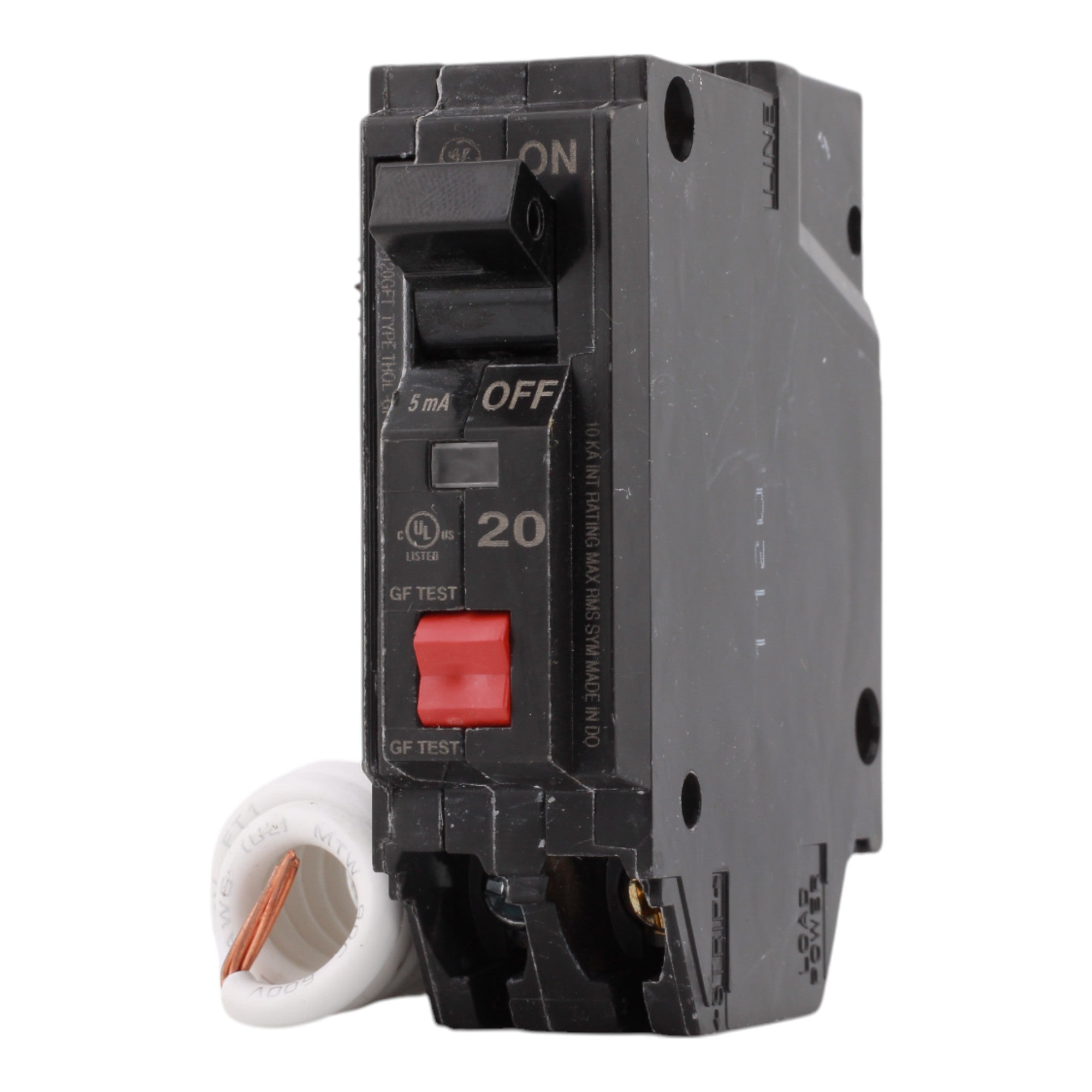 GE THQL1120GFT, 20 Amps, Single Pole, 120 Volts, Ground Fault Circuit Breaker, GFCI, Pigtail Connection, Plug-In Mount, for GE Panels - Image 3