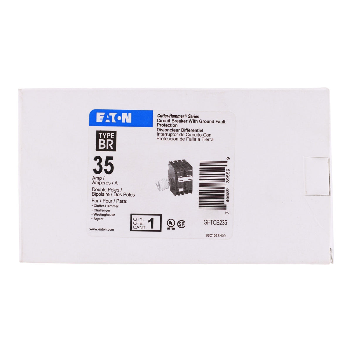 Eaton BR, GFTCB235, 35A, 2P, 120/240V, GFCI, Pigtail Neutral, Circuit Breaker - Image 3