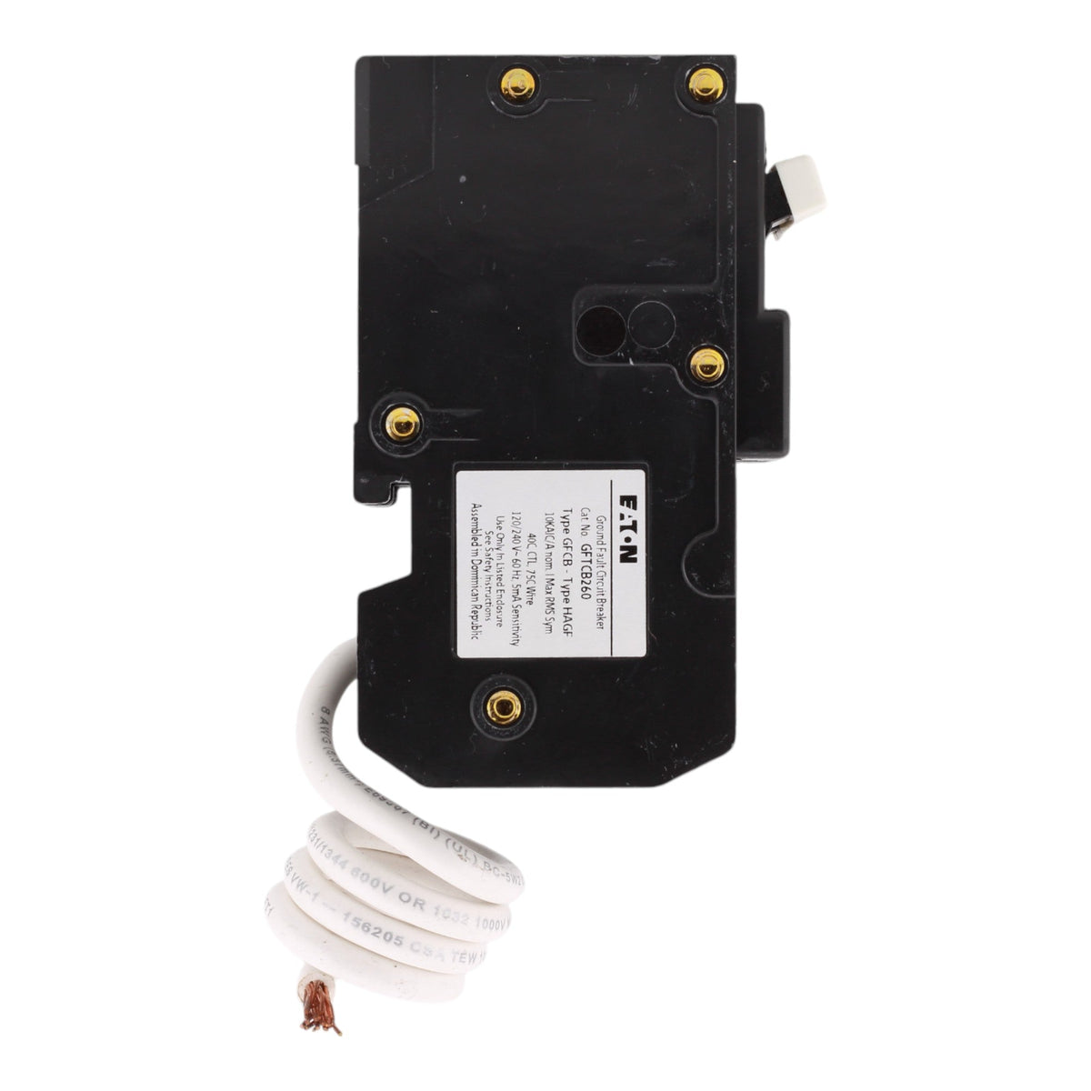 Eaton GFTCB260, 60A, 120/240V, 2-Pole GFCI Circuit Breaker, Ground Fault Self-Test, Plug-On, for BR Load Centers - Image 4