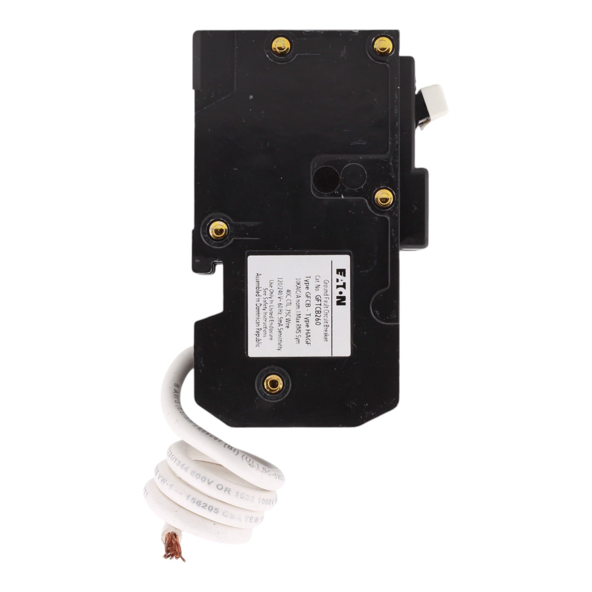 Eaton GFTCB260, 60A, 120/240V, 2-Pole GFCI Circuit Breaker, Ground Fault Self-Test, Plug-On, for BR Load Centers - Image 4