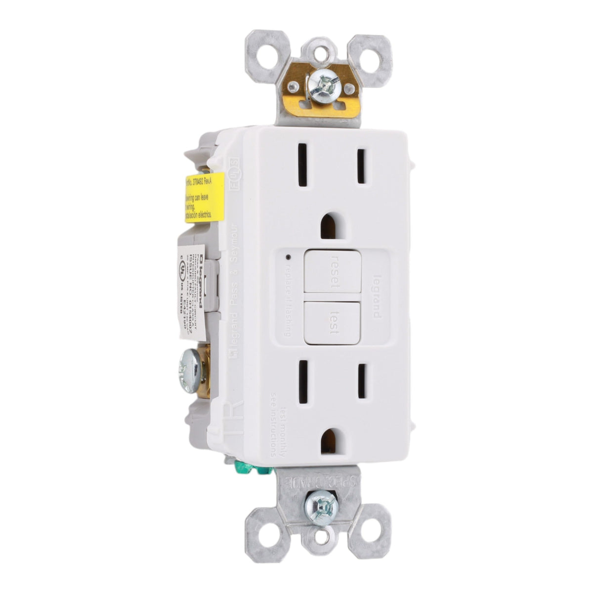 Legrand 1597TRW 15A 125V Tamper-Resistant Duplex GFCI Receptacle White - Image 3