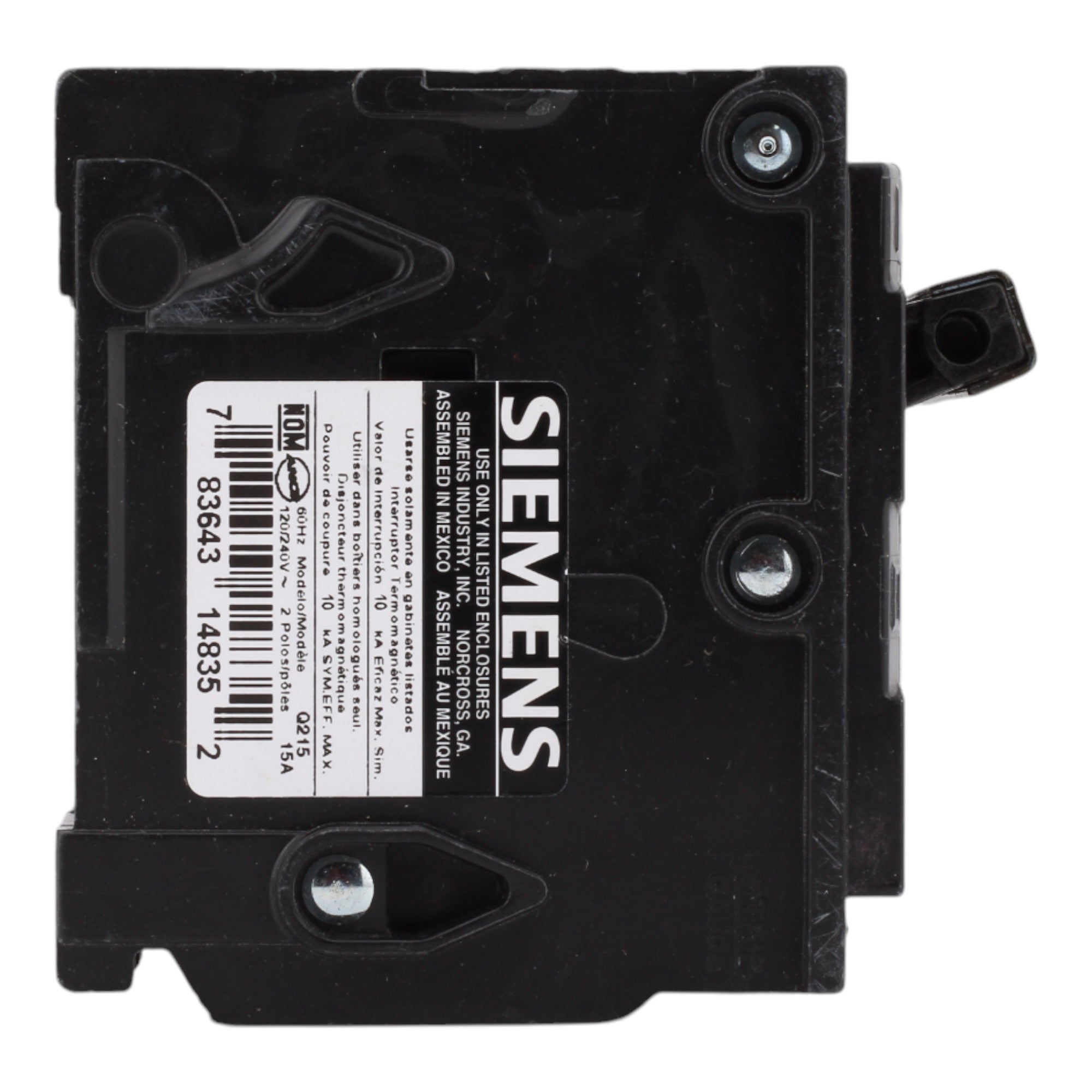Siemens Q215 15 Amps 120/240 Volts Double Pole Thermal Magnetic Circuit Breaker, Plug-In Mount - Image 5