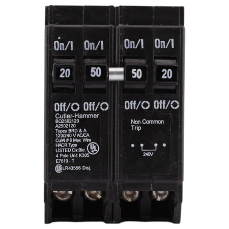Eaton BR, BQ2502120, 20A/50A, 4P, 120/240V, Circuit Breaker - Image 2