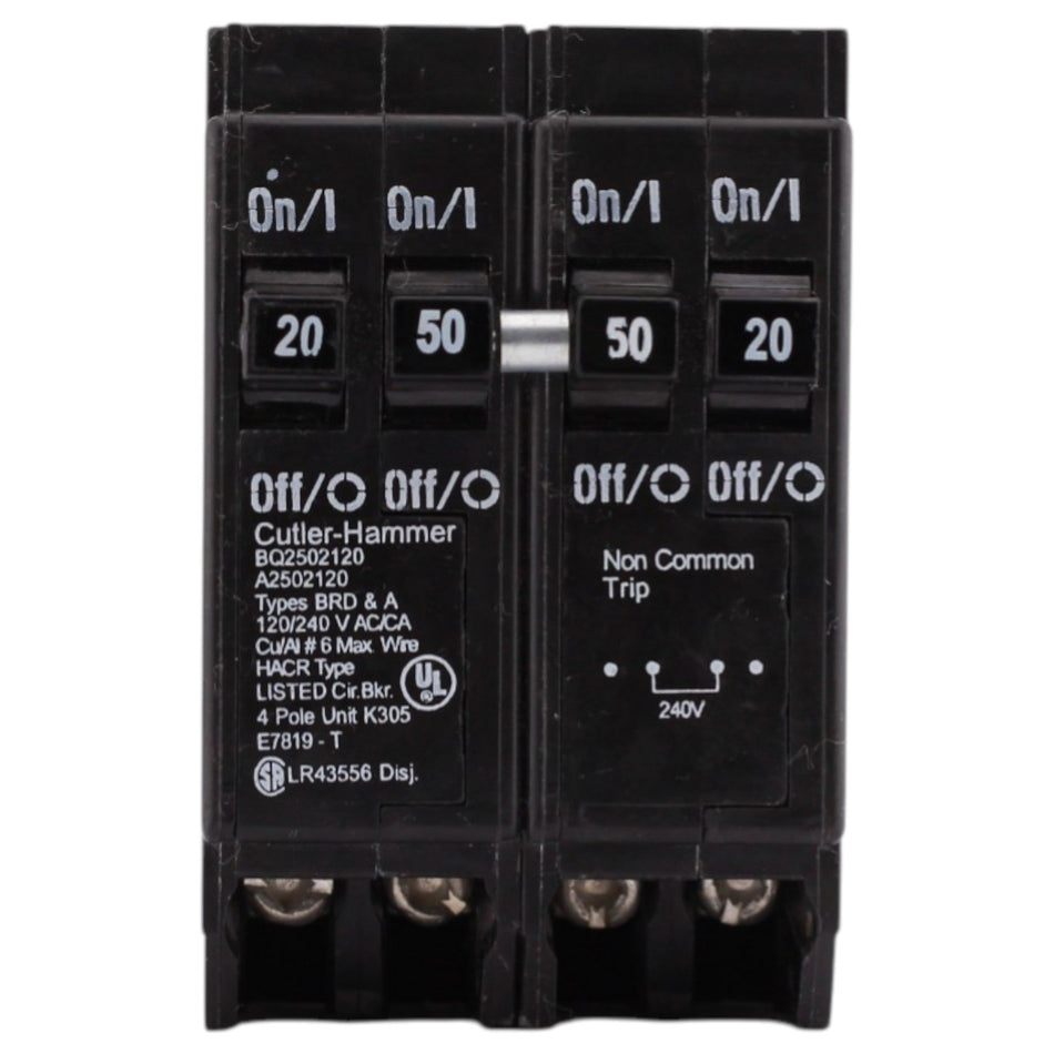Eaton BR, BQ2502120, 20A/50A, 4P, 120/240V, Circuit Breaker - Image 2