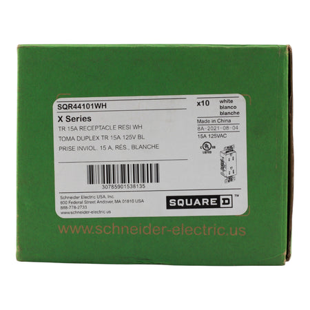 Square D X Series SQR44101WH 15A 125V Tamper Resistant Duplex Outlet White - Image 11