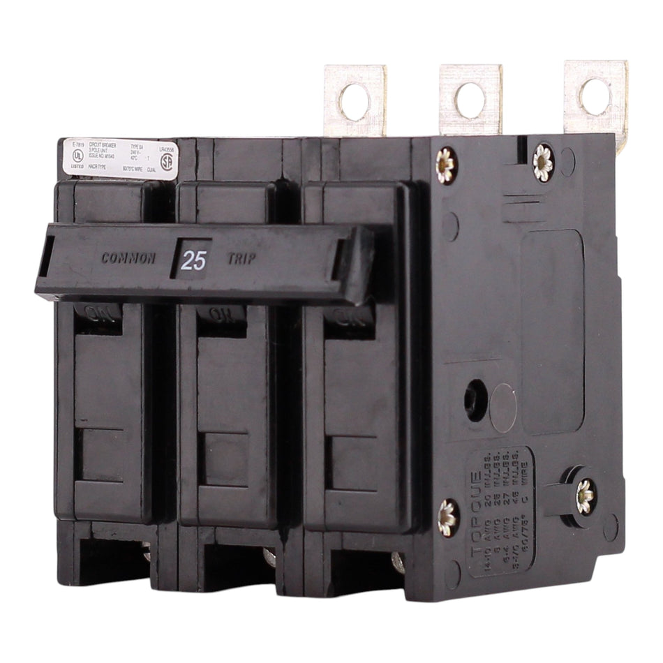 Eaton BAB, BAB3025H, 25A, 3P, 240V, Quicklag, Thermal Magnetic, Bolt-On, Circuit Breaker - Image 2