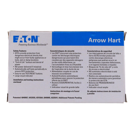 Eaton Arrow Hart, SGFD20W, 20A, 2P, 125V, GFCI, Blankface, Self-Test, Receptacle - Image 13