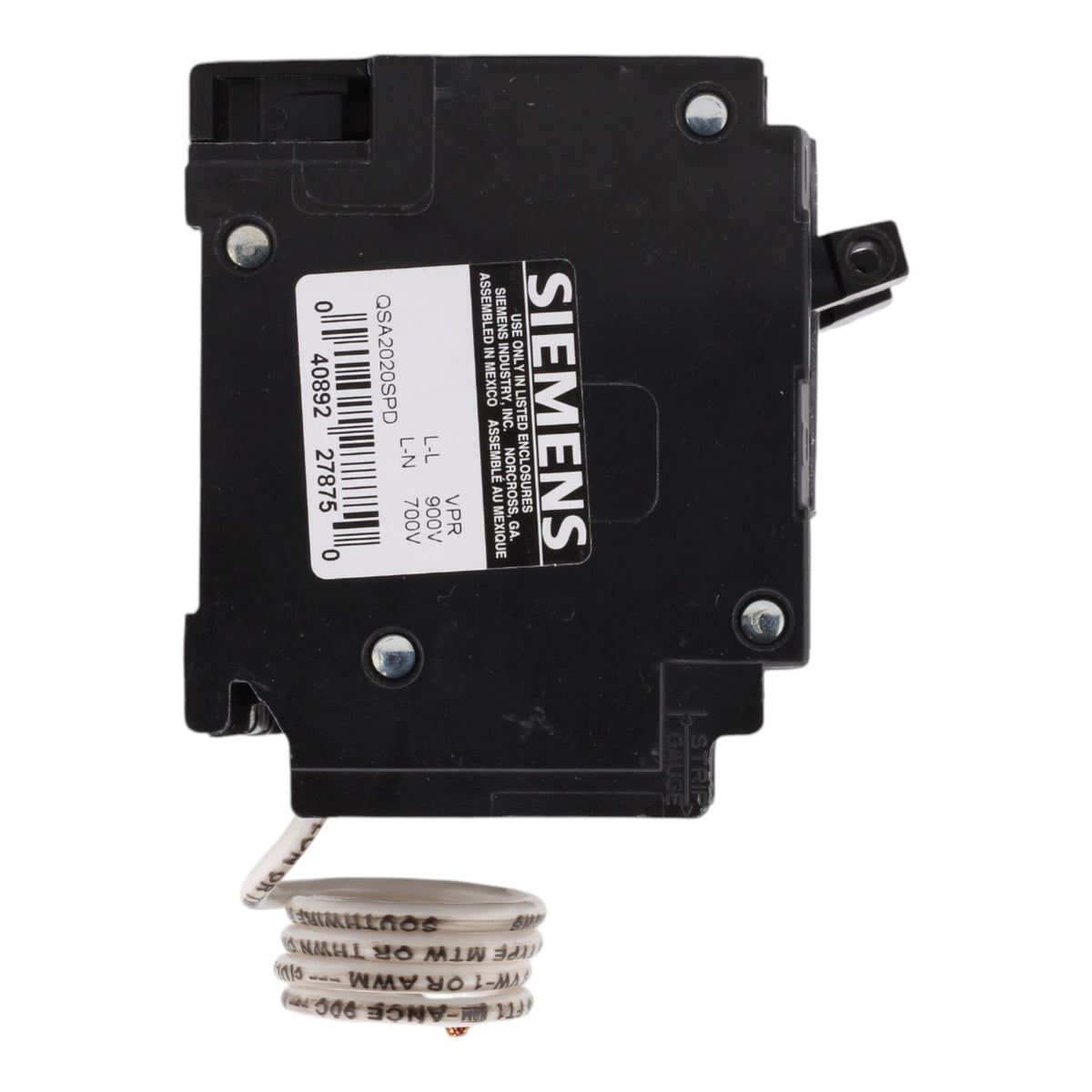 Siemens QSA2020SPD, (2) 20A, 1-Pole, 120V Circuit Breakers with Surge Protection Device (SPD), Plug-In - Image 4