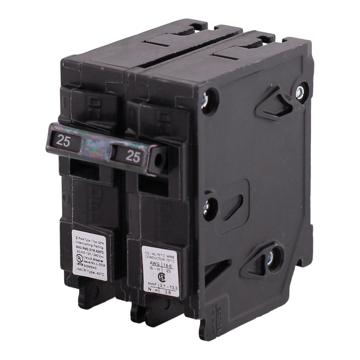Siemens QP, Q225H, 25A, 2P, 120/240V, 22kAIC, Thermal Magnetic, Circuit Breaker - Image 2