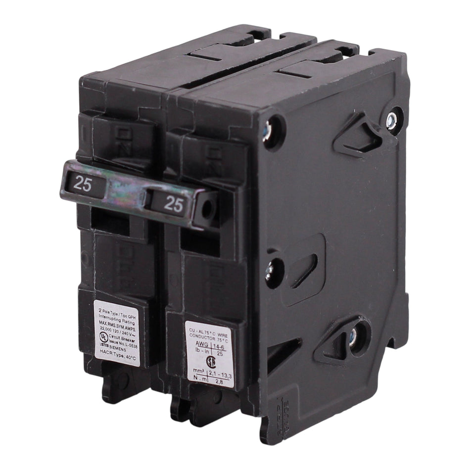 Siemens QP, Q225H, 25A, 2P, 120/240V, 22kAIC, Thermal Magnetic, Circuit Breaker - Image 2