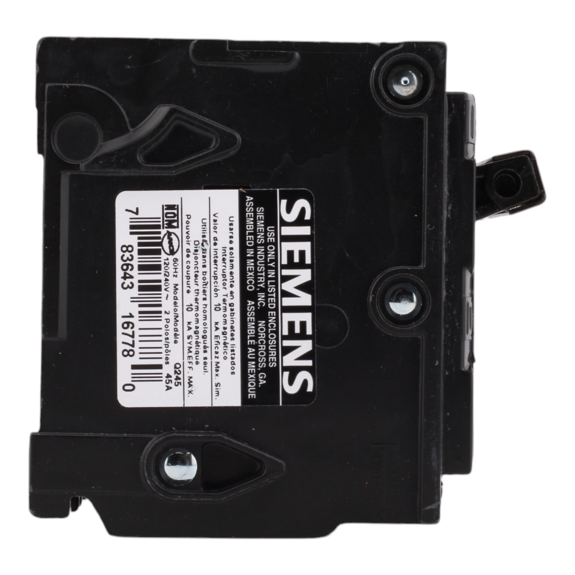 Siemens Q245 45A 120/240V 2-Pole Thermal Magnetic Circuit Breaker, Plug-In, 10kA Interrupt, Type QP - Image 5