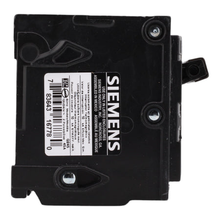Siemens Q245 45A 120/240V 2-Pole Thermal Magnetic Circuit Breaker, Plug-In, 10kA Interrupt, Type QP - Image 5