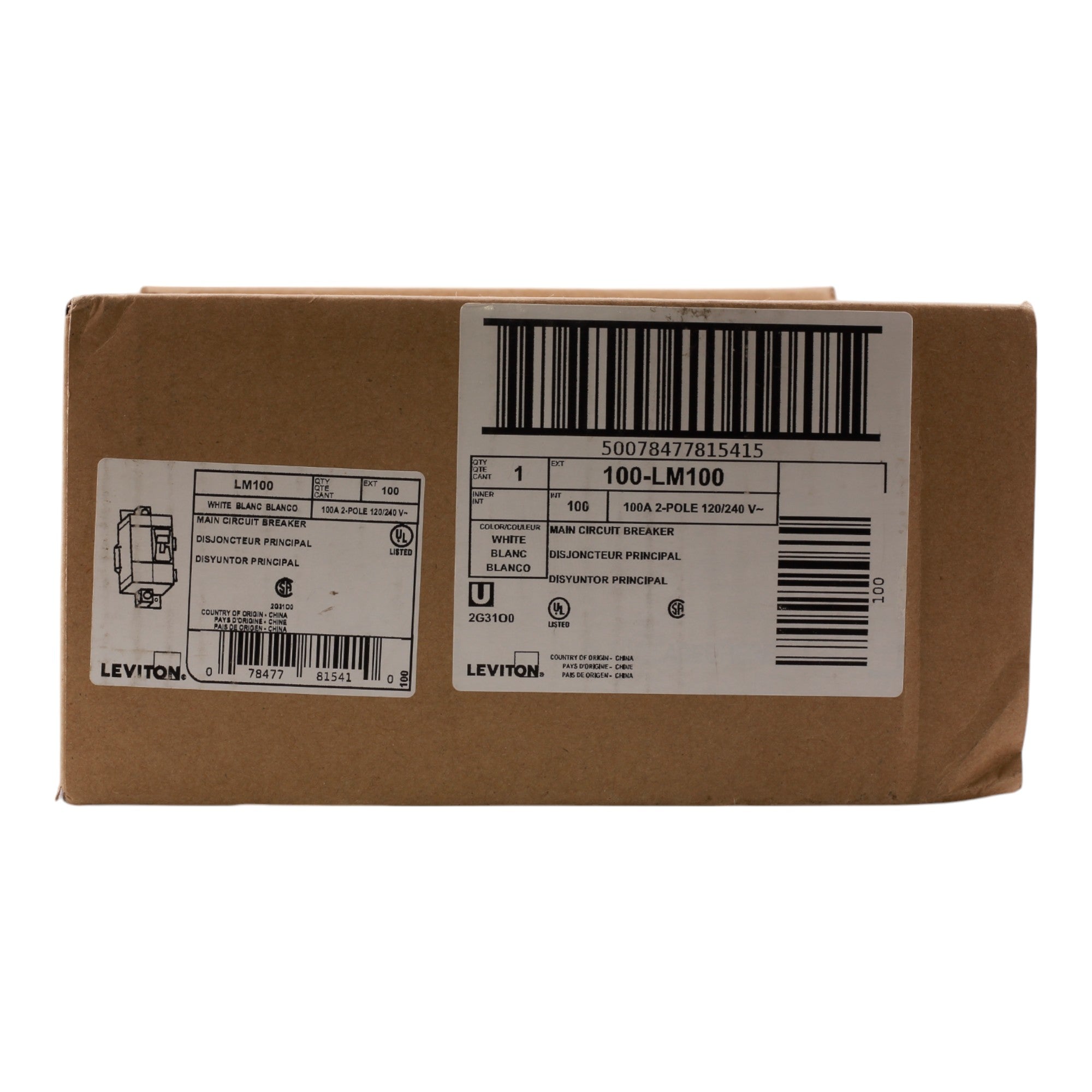 Leviton LM100 100A 2P 120/240V Hydraulic Magnetic Main Breaker - Image 2