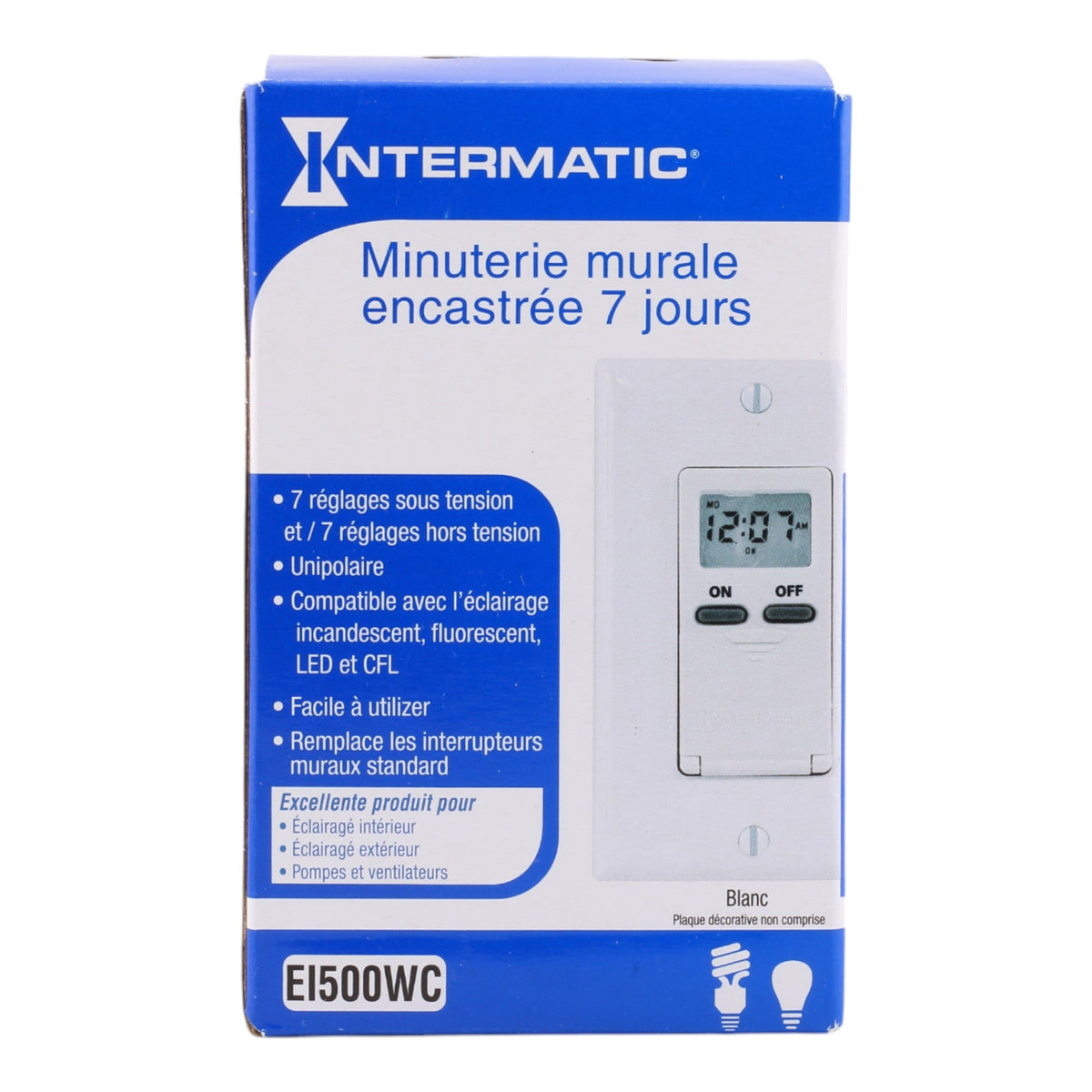 Intermatic EI500WC 7-Day Standard Programmable Timer – 125V, 15A, Digital In-Wall Timer, SPST-NO Switch, Battery Backup, White - Image 2