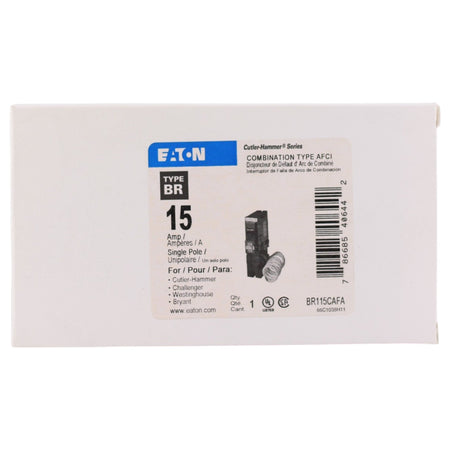 Eaton BR, BR115CAFA, 15A, 1P, 120/240V, AFCI, Pigtail Neutral, Circuit Breaker - Image 2