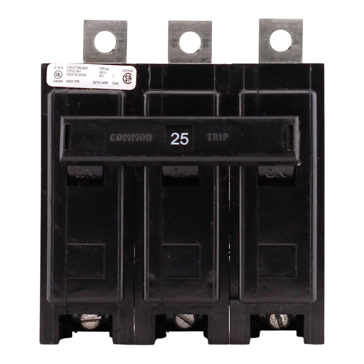 Eaton BAB, BAB3025H, 25A, 3P, 240V, Quicklag, Thermal Magnetic, Bolt-On, Circuit Breaker - Image 3