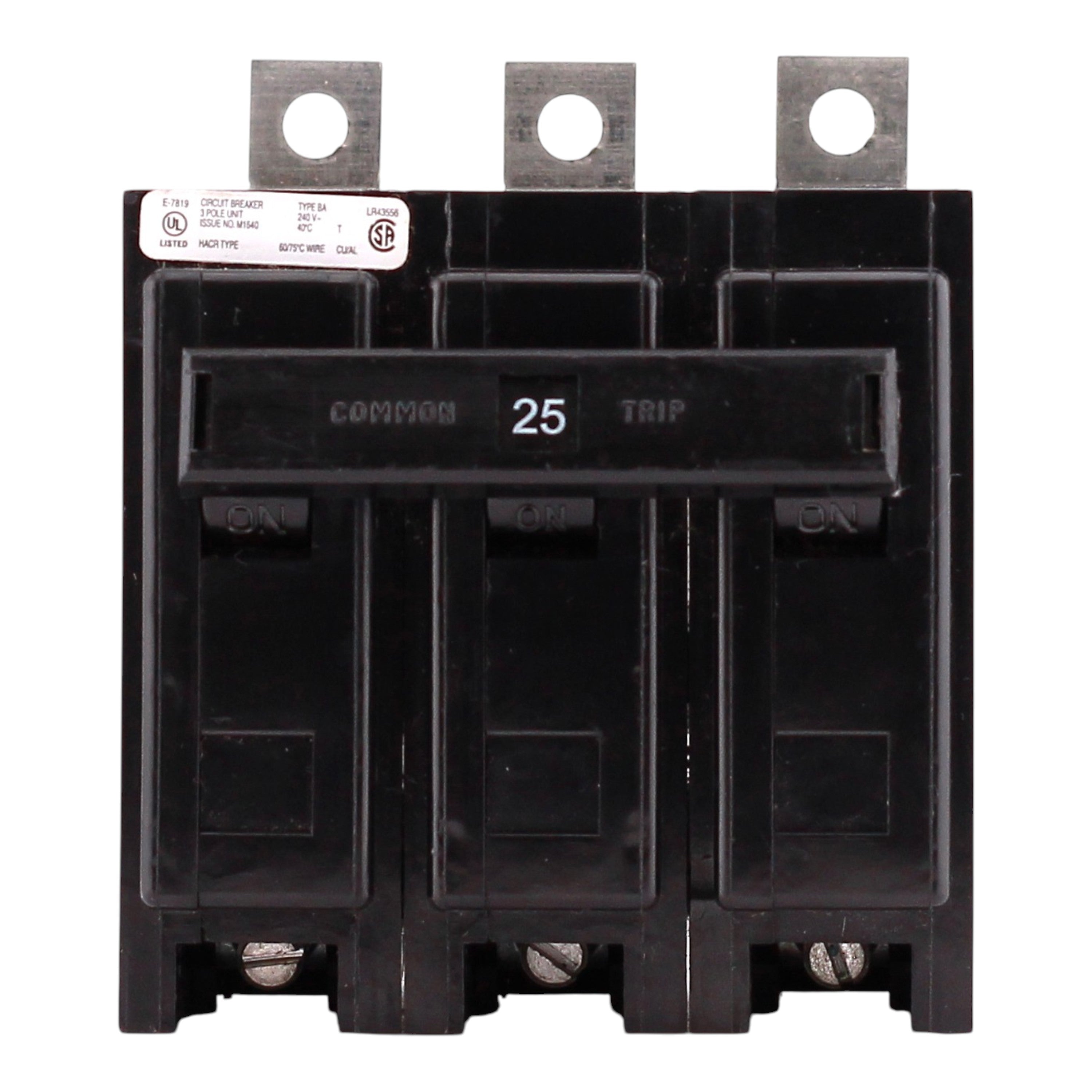 Eaton BAB, BAB3025H, 25A, 3P, 240V, Quicklag, Thermal Magnetic, Bolt-On, Circuit Breaker - Image 3