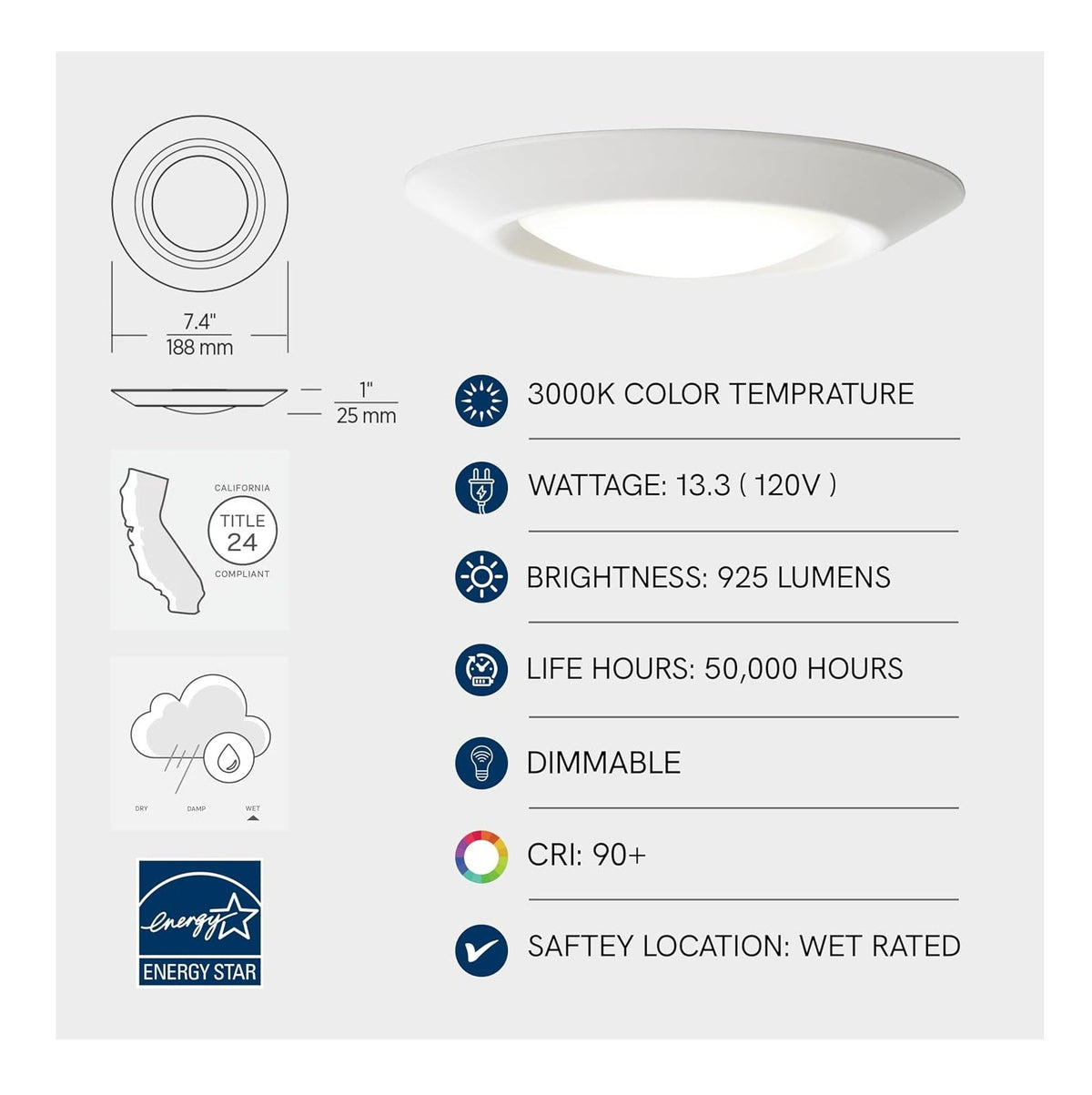 Generation Lighting Traverse Lyte 14550S-15 6in 13W 120V 3000K 90CRI White Recessed Light - Image 7