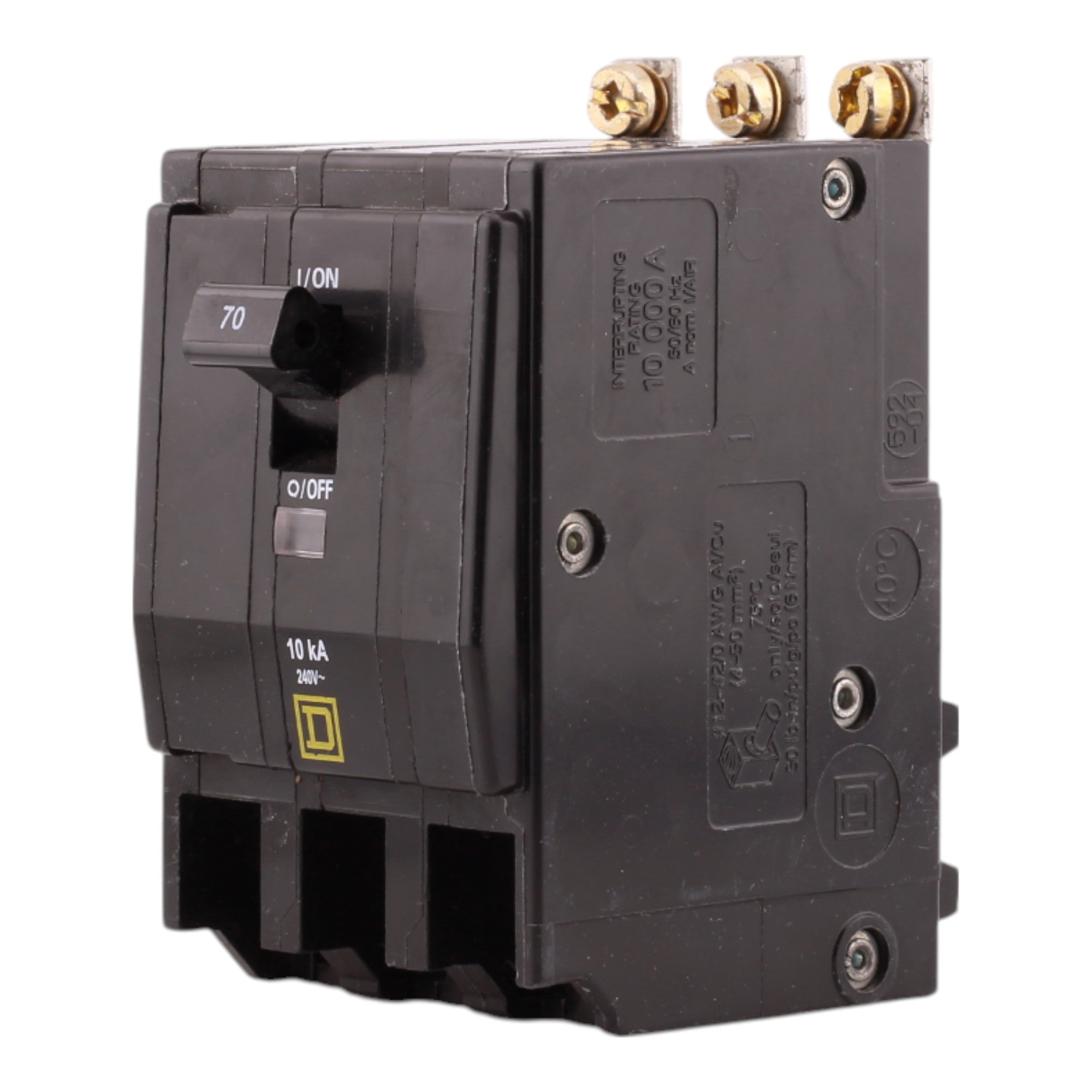 Square D QO QOB370 70A 3P 120/240V Standard Bolt-On Circuit Breaker - Image 4