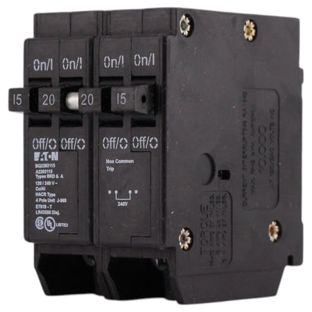 Eaton BR, BQ2202115, 15A/20A, 4P, 120/240V, Quadplex, Plug-On, Circuit Breaker - Image 3