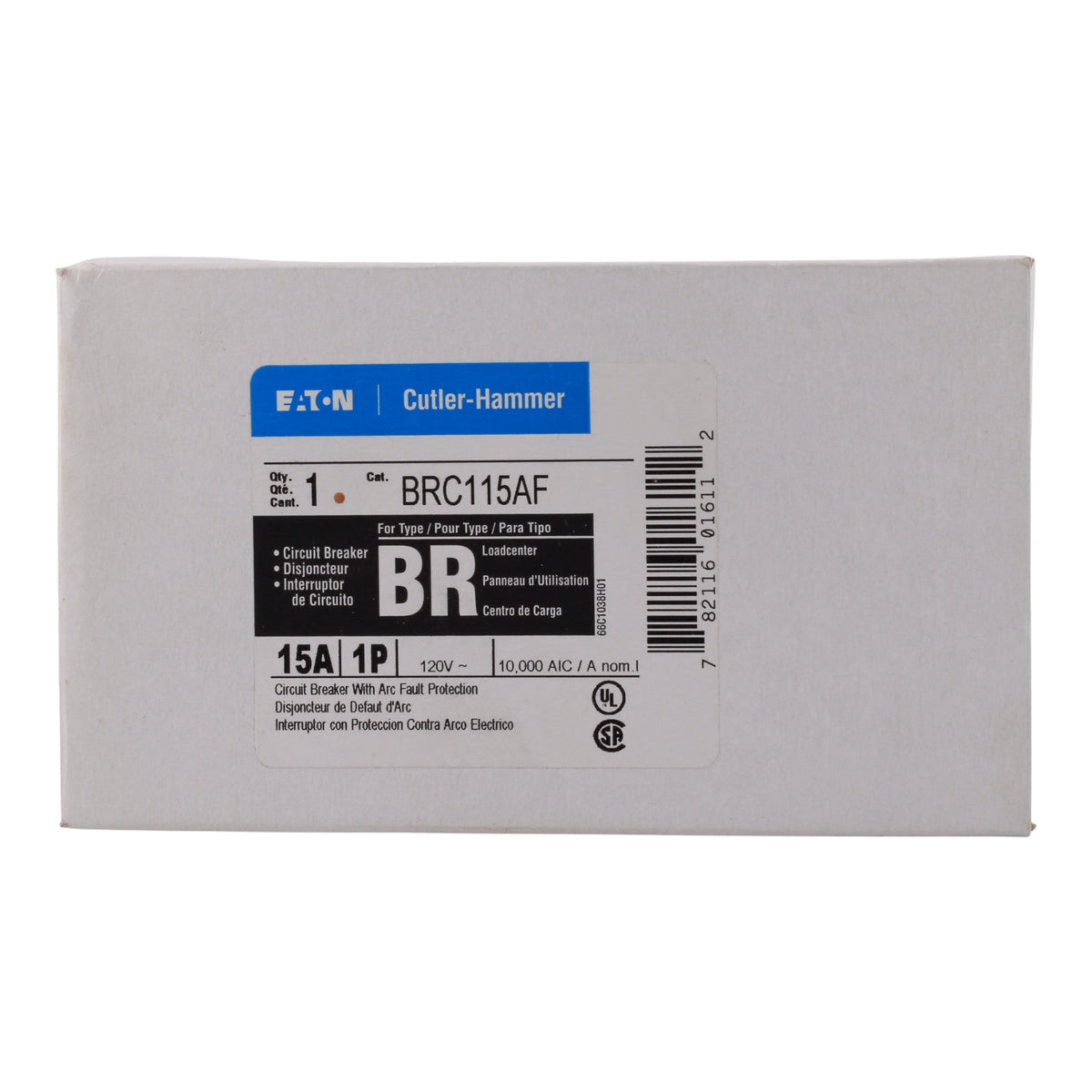 Eaton BR BRC115AF 15A 1P 120V AFCI Pigtail Neutral Circuit Breaker - Image 3