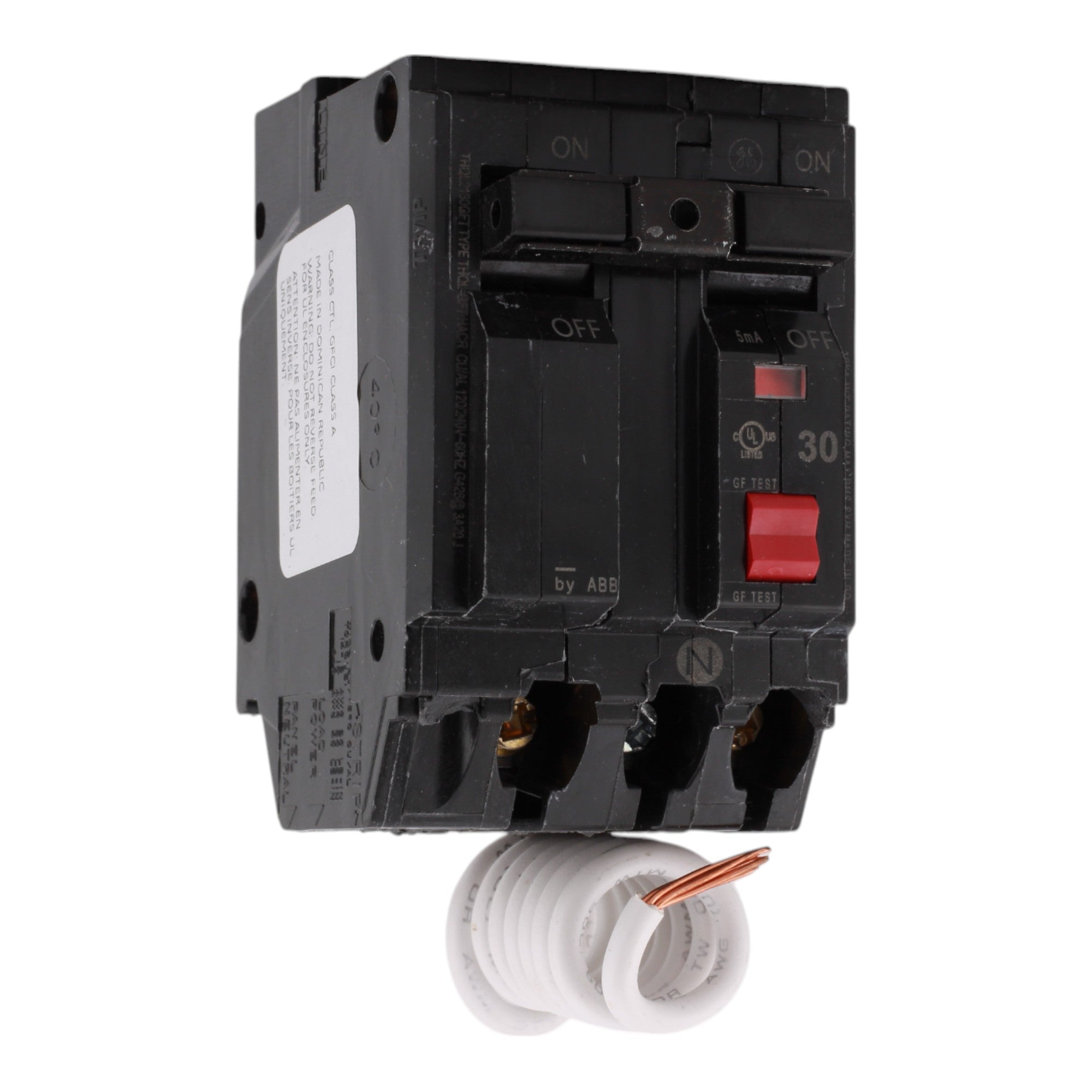 GE THQL2130GFTP 30 Amps 120/240 Volts Two-Pole GFCI Circuit Breaker with Pigtail for Q Line Panels