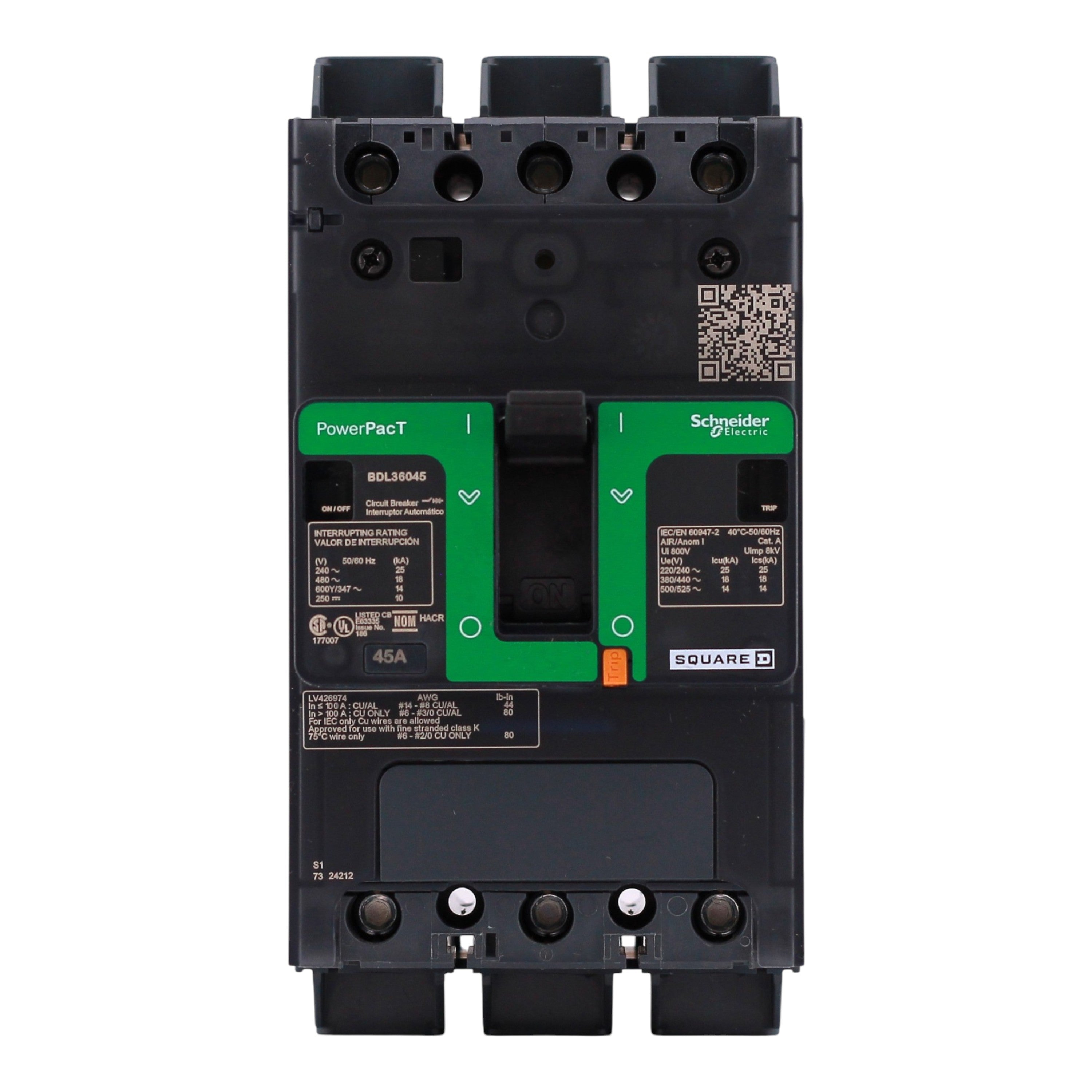 Square D PowerPacT B, BDL36045, 45A, 3P, 600Y/347VAC, 14kA, Unit Mount, Thermal Magnetic, Circuit Breaker - Image 4