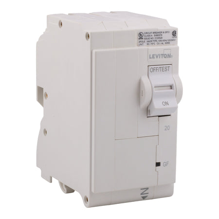 Leviton LB220-G 20A 2P 120/240V GFCI Plug-On Neutral Circuit Breaker