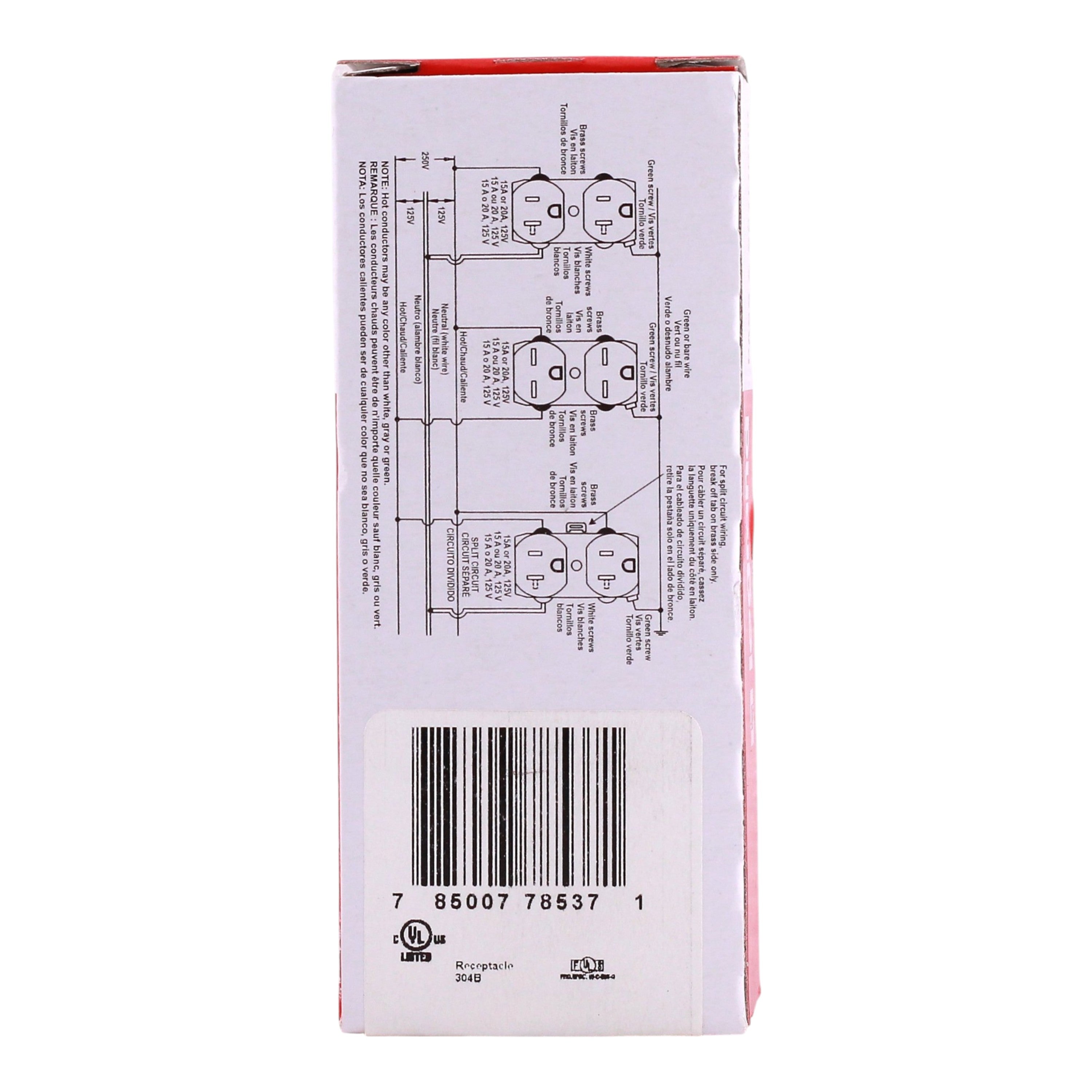 Pass & Seymour, 26352GRY, 20A, 125V, NEMA 5-20R, Decorator Duplex Receptacle, Gray - Image 5