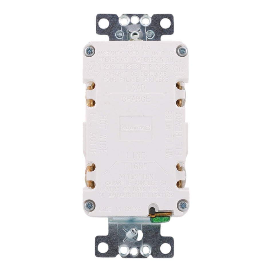 Square D SQR51203WH X Series 20A 125V GFCI Receptacle Tamper/Weather Resistant Duplex White - Image 2