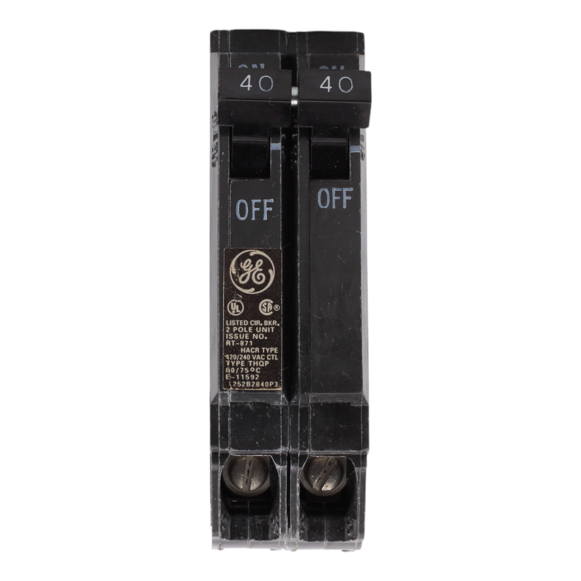 GE THQP240, 40A, 120/240V, 2-Pole Circuit Breaker, Plug-In, for Load Centers and Lighting Panels - Image 2